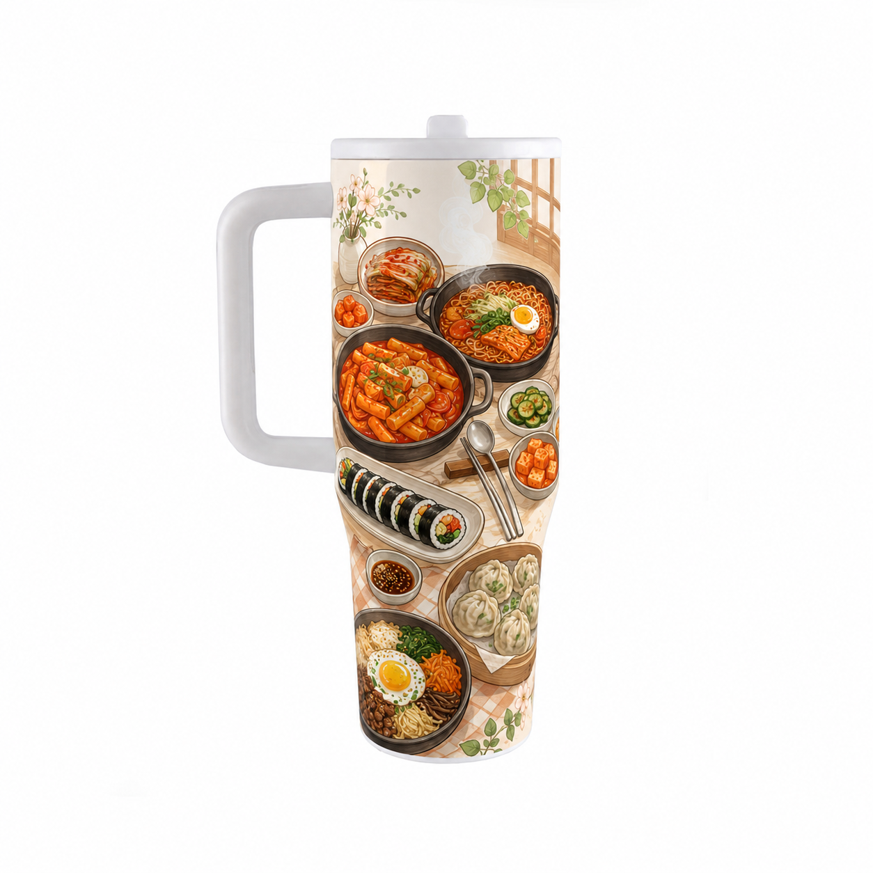 Insulated Stainless Steel Travel Tumbler with Straw and Handle - Image 1