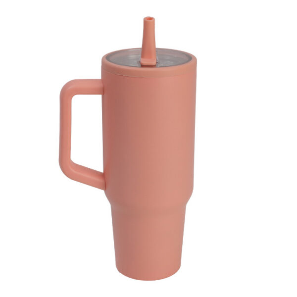 Insulated Stainless Steel Tumbler with Comfort-Grip Handle and Straw Lid