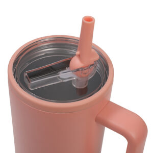 Insulated Stainless Steel Tumbler with Comfort-Grip Handle and Straw Lid - Image 2