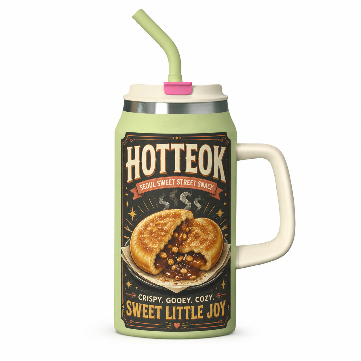 Insulated Stainless Steel Tumbler Jug with Handle and 2-in-1 Lid - Image 1