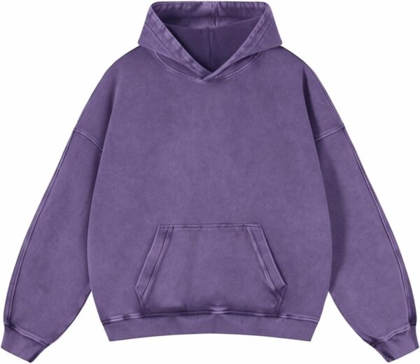 Oversized Acid Wash Vintage Cotton Pullover Hoodie