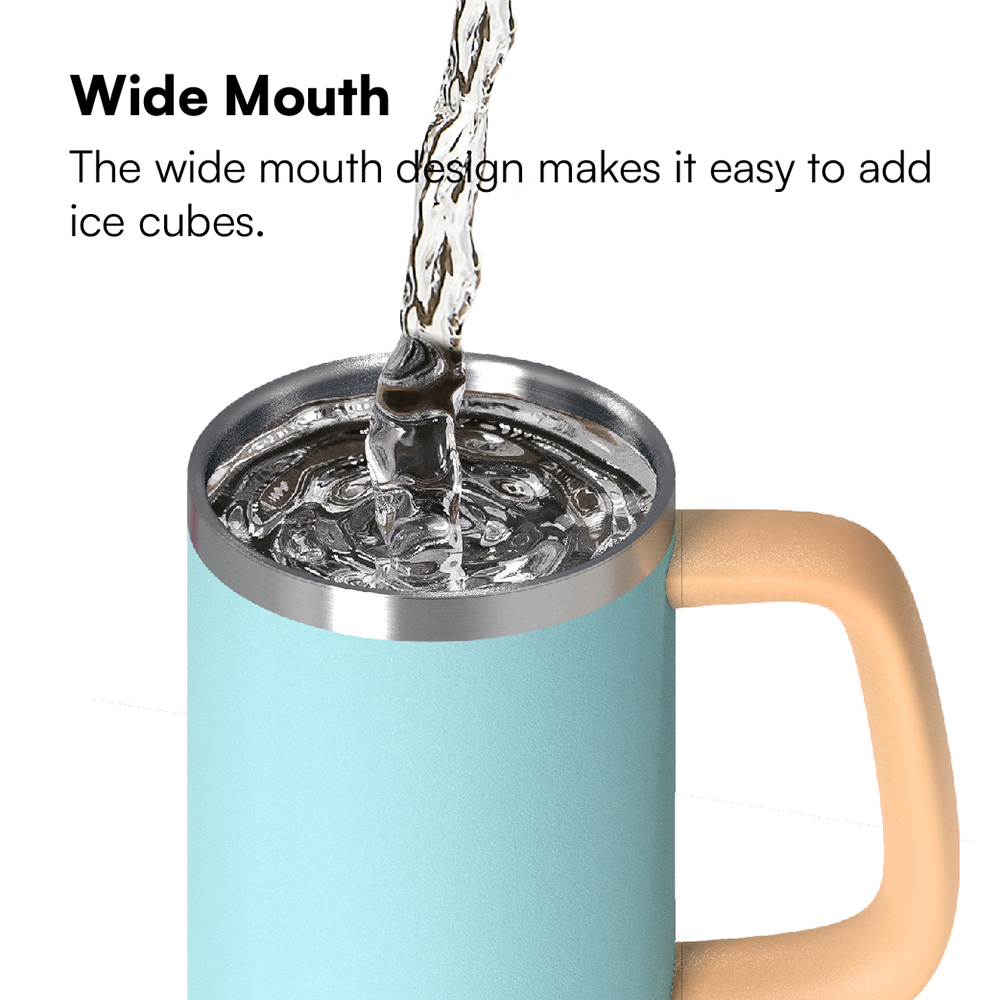 Insulated Stainless Steel Tumbler Jug with Handle and 2-in-1 Lid - Image 4