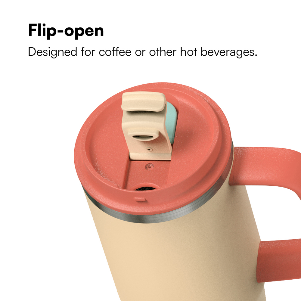 Insulated Stainless Steel Tumbler Jug with Handle and 2-in-1 Lid - Image 3