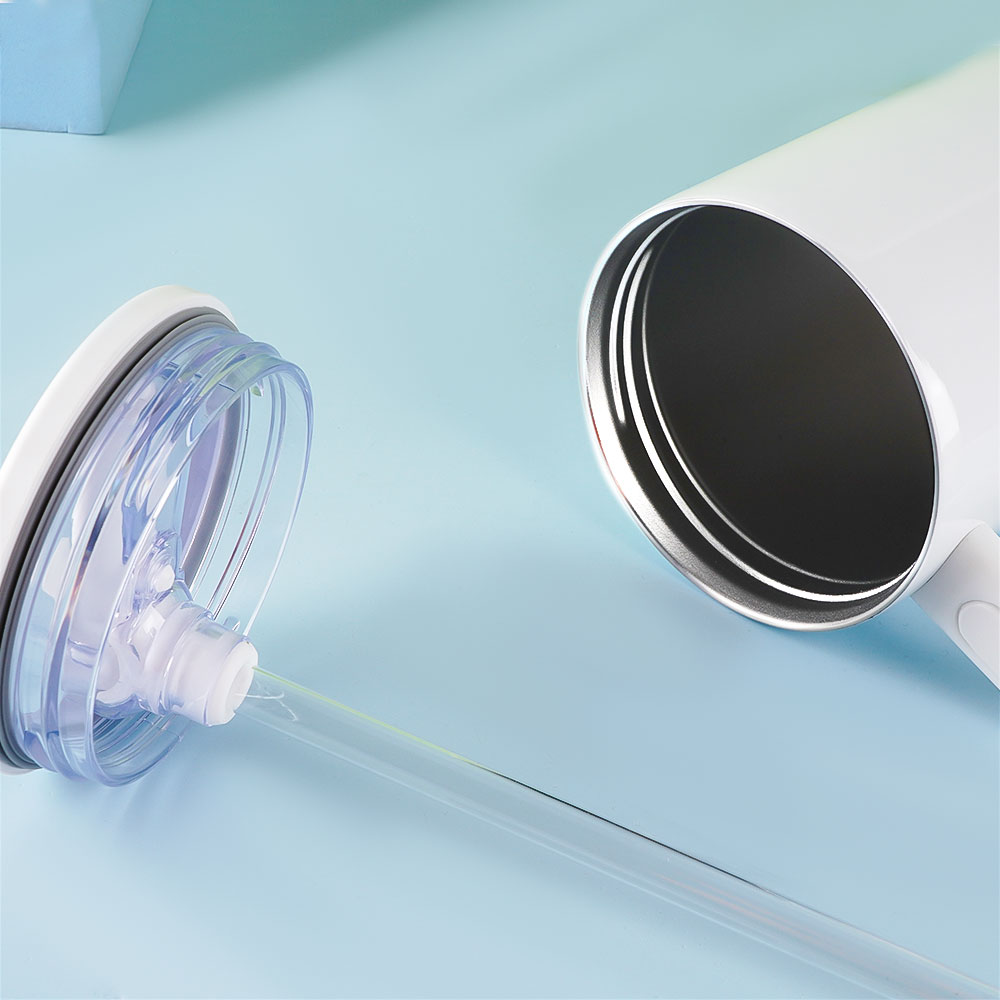 Insulated Stainless Steel Travel Tumbler with Straw and Handle - Image 3