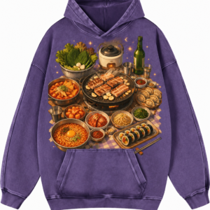 Oversized Acid Wash Vintage Cotton Pullover Hoodie