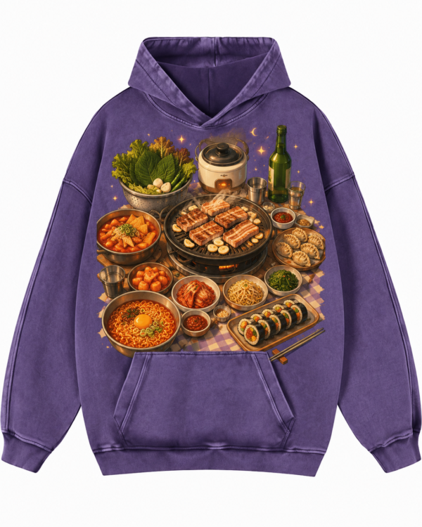 Oversized Acid Wash Vintage Cotton Pullover Hoodie