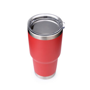 Vacuum Insulated Stainless Steel Coffee Tumbler with Clear Lid - Image 2